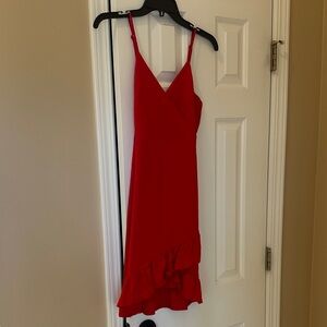 Lulu's Vibrant Red Asymmetrical Dress